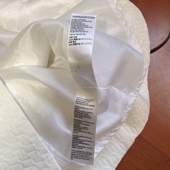 Topshop Zip Up White Geometric Textured Mini Skirt Size US 6 - Picture 12 of 14